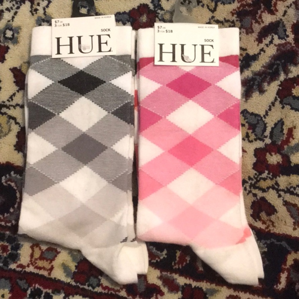 Hue socks  2 pair  Red & White  Grey & White